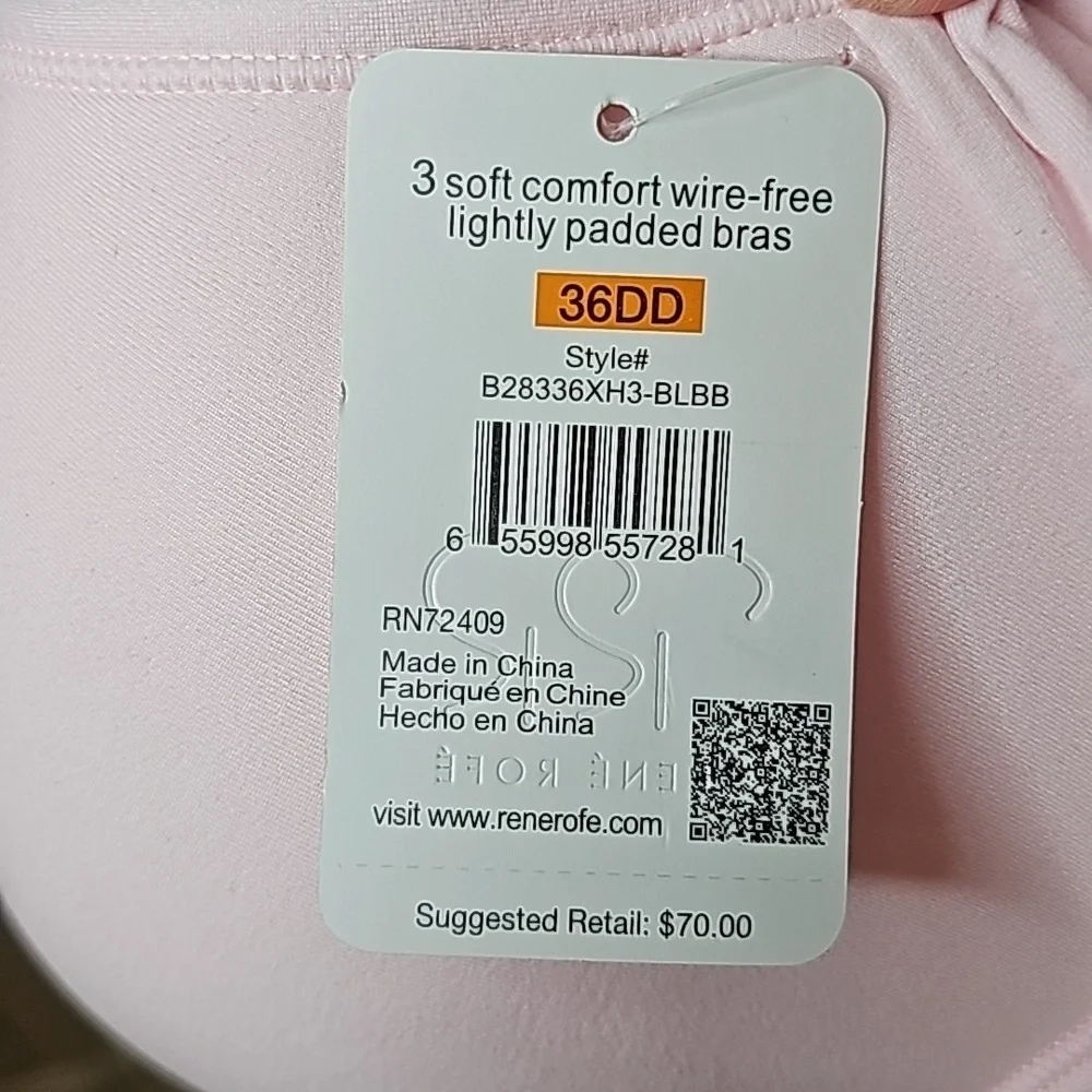 Rene Rofe 3 Comfort Wire-Free (Pink, Black & Mauve) Bras - Size 36DD - Picture 7 of 7